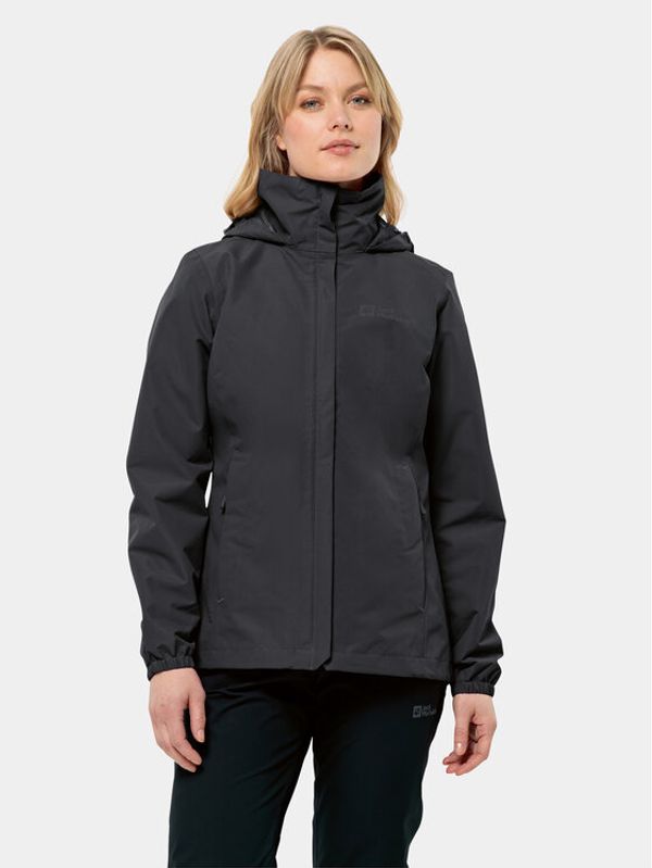 Jack Wolfskin Jack Wolfskin Dežna jakna Stormy Point 1111202 Črna Regular Fit