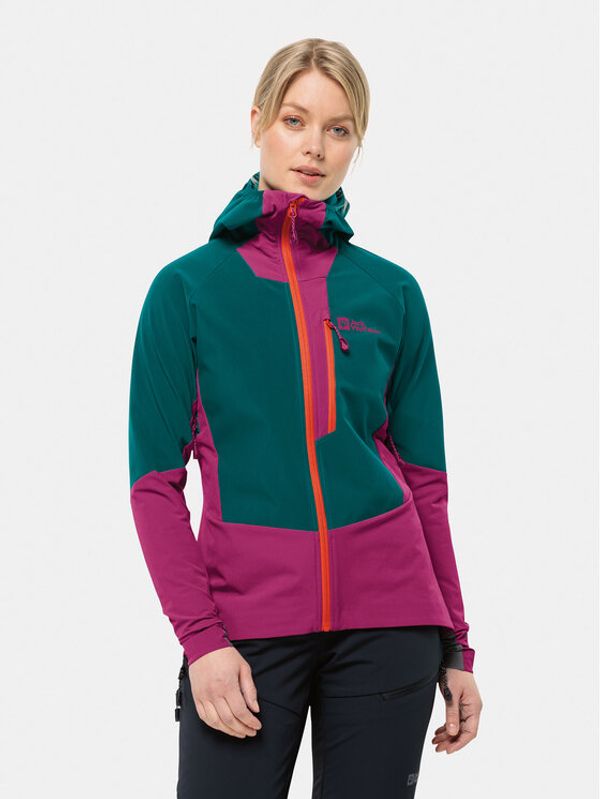 Jack Wolfskin Jack Wolfskin Jakna softshell Alpspitze Hoody 1307751 Zelena Regular Fit