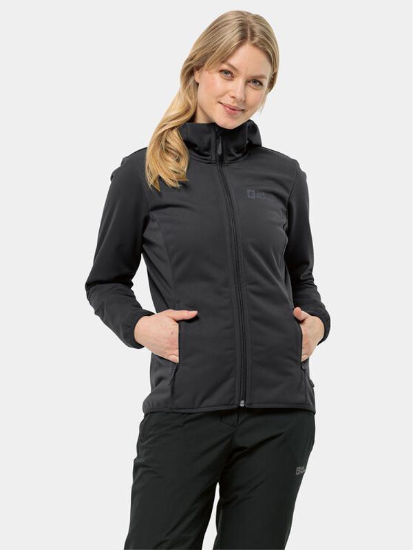 Jack Wolfskin Jack Wolfskin Jakna softshell Windhain Hoody 1307481 Črna Regular Fit