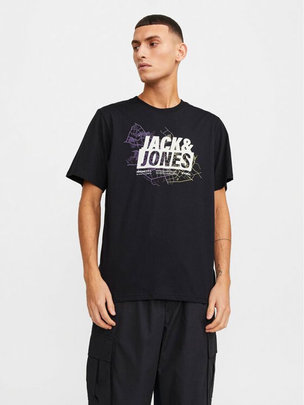 Jack&Jones Jack&Jones Majica Map Logo 12252376 Črna Standard Fit