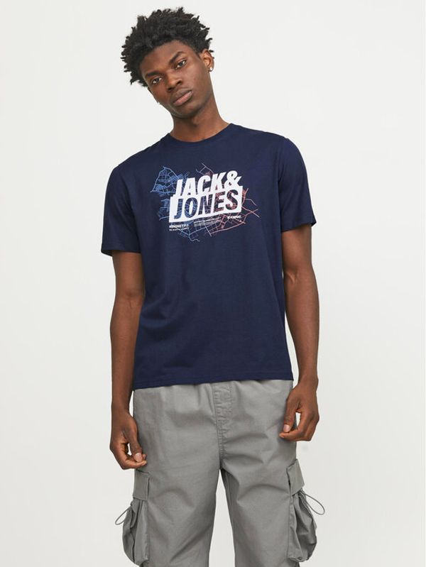 Jack&Jones Jack&Jones Majica Map Logo 12252376 Mornarsko modra Standard Fit