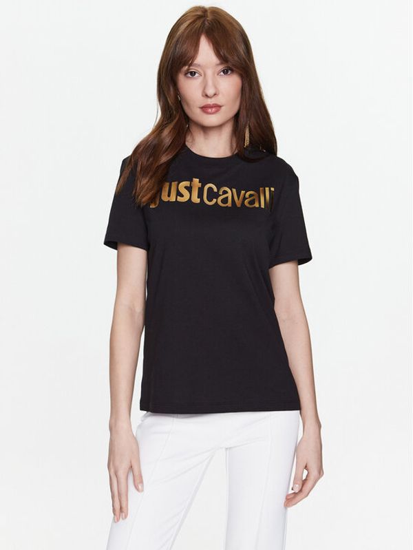 Just Cavalli Just Cavalli Majica 74PBHF00 Črna Regular Fit