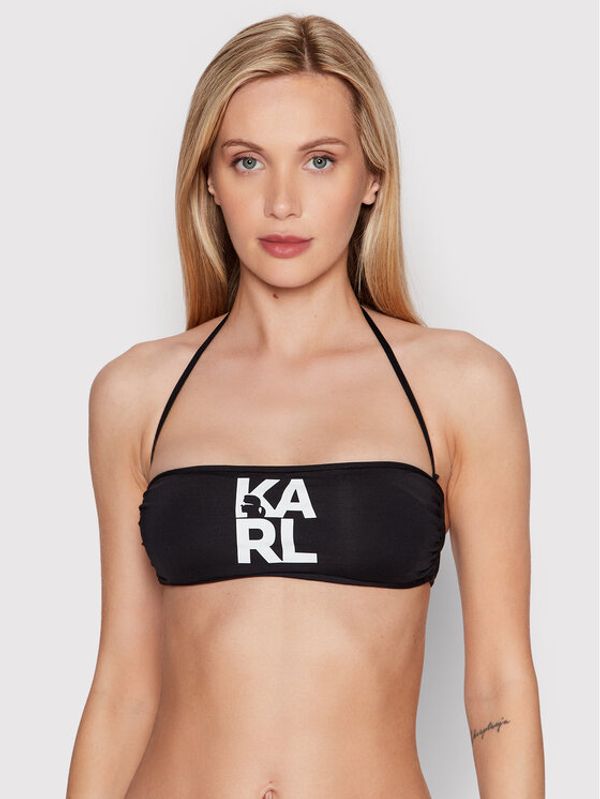 KARL LAGERFELD KARL LAGERFELD Gornji del bikini Printed Logo KL22WTP02 Črna