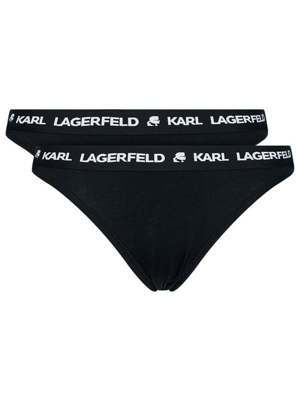 KARL LAGERFELD KARL LAGERFELD Set 2 parov klasičnih spodnjih hlačk Logo Set 211W2127 Črna