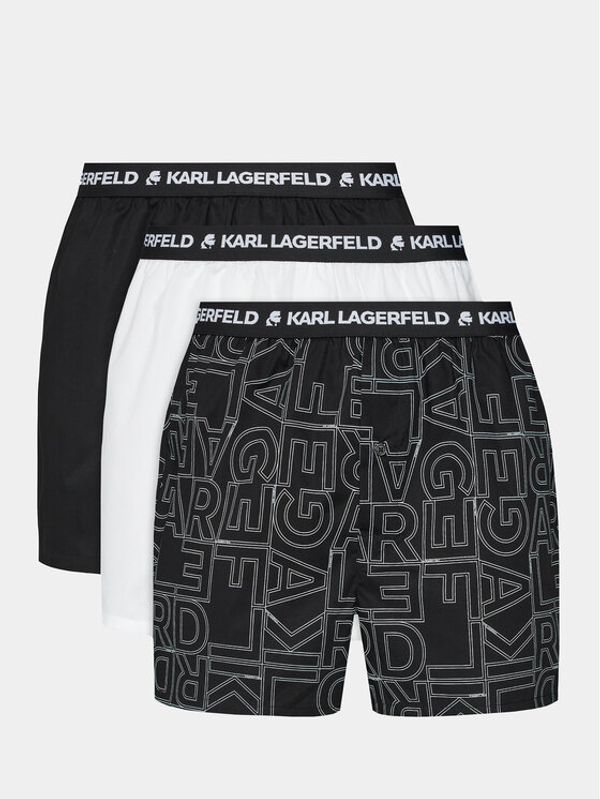 KARL LAGERFELD KARL LAGERFELD Set 3 parov boksaric Aop Woven Boxer Short (X3) 235M2108 Črna
