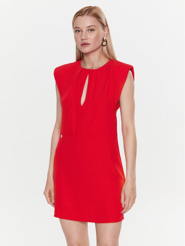Kontatto Kontatto Cocktail obleka NO1006 Rdeča Slim Fit