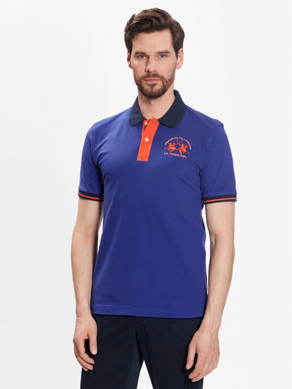 La Martina La Martina Polo majica VMP005 PK001 Modra Slim Fit