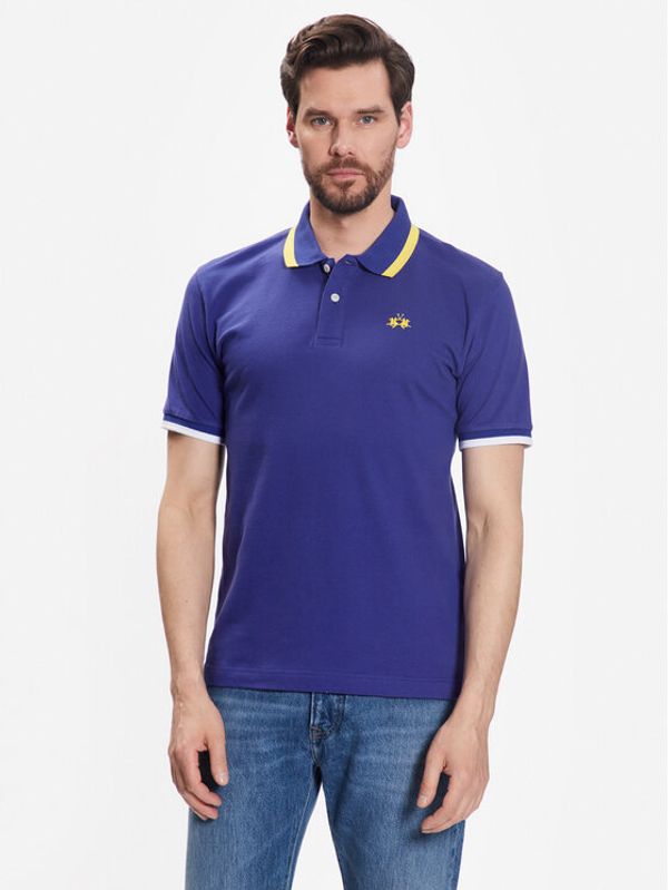 La Martina La Martina Polo majica VMP006 PK001 Modra Slim Fit