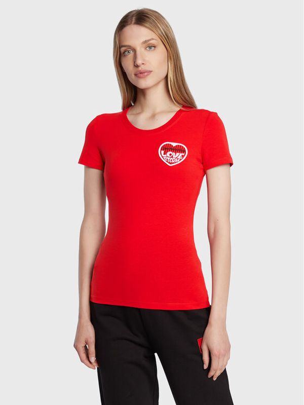 LOVE MOSCHINO LOVE MOSCHINO Majica W4H1980E 1951 Rdeča Slim Fit