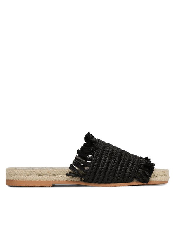 Manebi Manebi Espadrile Fringed Knots Raffia Jute Sandals V 3.1 Y0 Črna