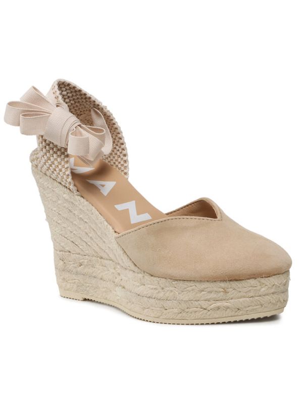 Manebi Manebi Espadrile Heart-Shaped Wedge Espadrilles M 1.1 WH Bež