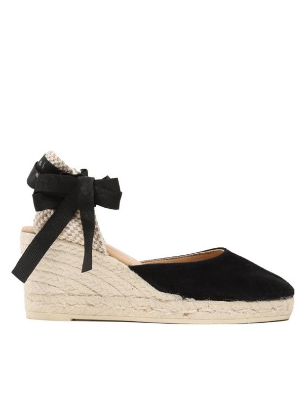 Manebi Manebi Espadrile Soft Suede Low Wedge Espadrilles K 1.0 WL Črna