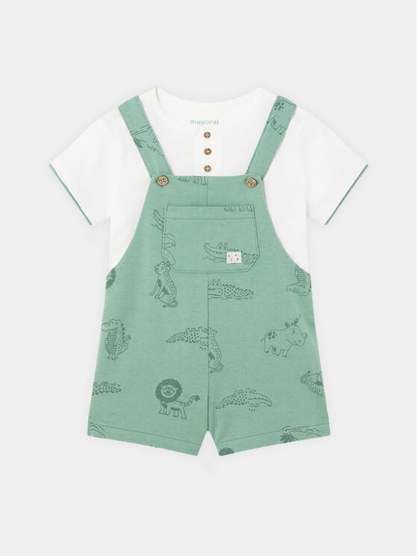 Mayoral Mayoral Komplet majica in kratke hlače 1652 Zelena Regular Fit