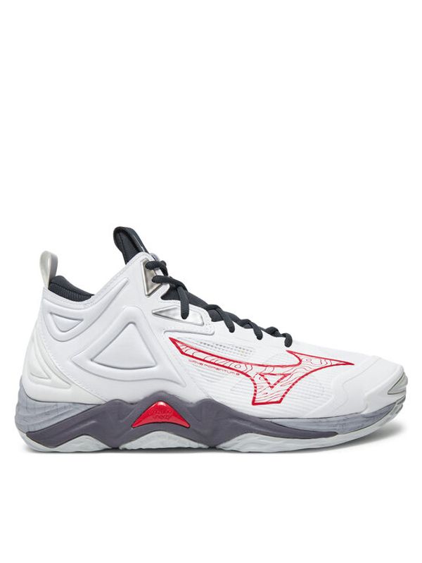 Mizuno Mizuno Čevlji za športe v zaprtih prostorih Wave Momentum 3 V1GA2317 Bela