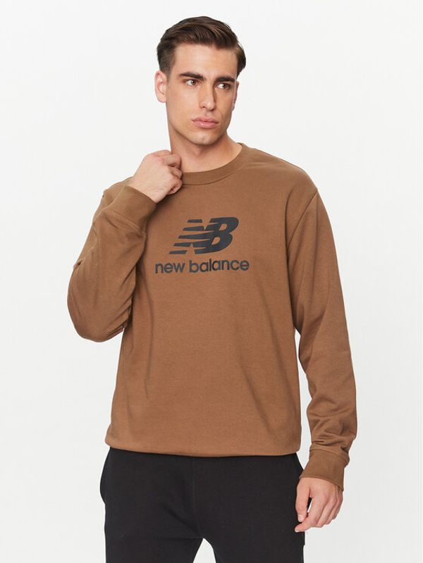 New Balance New Balance Jopa Essentials Stacked Logo French Terry Crewneck MT31538 Rjava Regular Fit