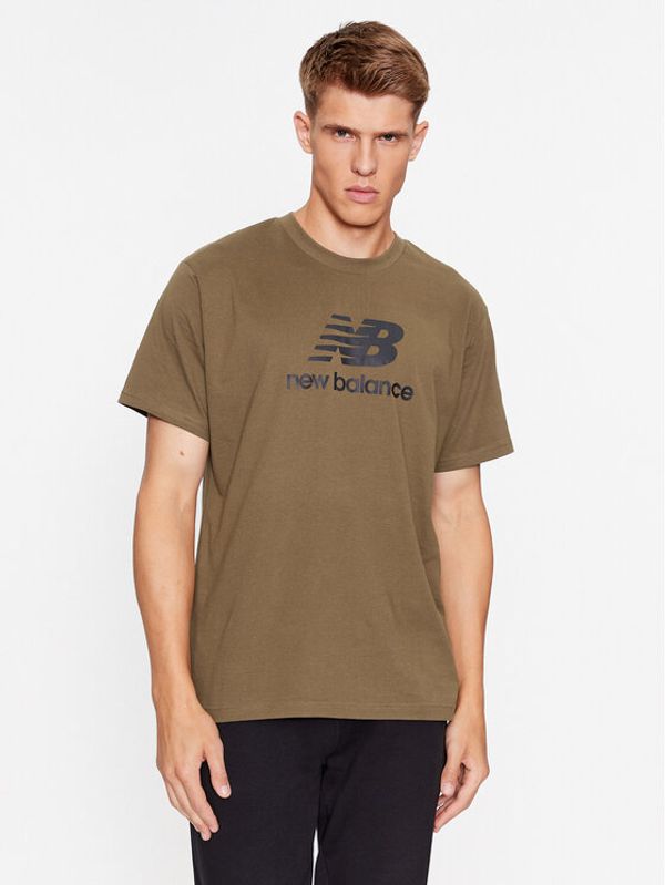 New Balance New Balance Majica Essentials Stacked Logo Cotton Jersey Short Sleeve T-shirt MT31541 Rjava Regular Fit