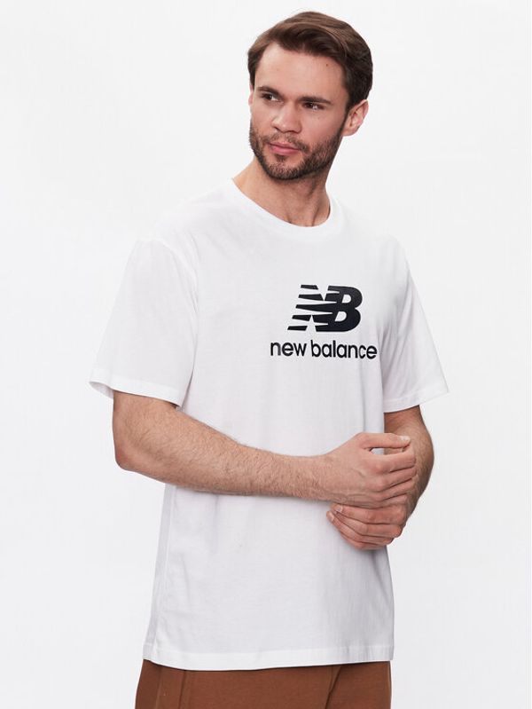 New Balance New Balance Majica Essentials Stacked Logo MT31541 Bela Relaxed Fit