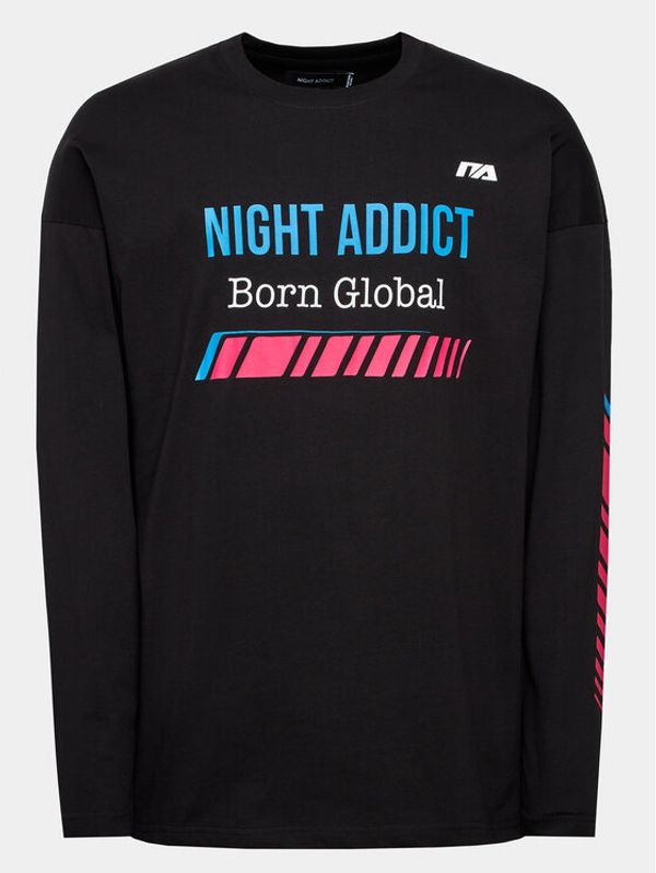 Night Addict Night Addict Majica z dolgimi rokavi MLT-NA149CONOR Črna Regular Fit