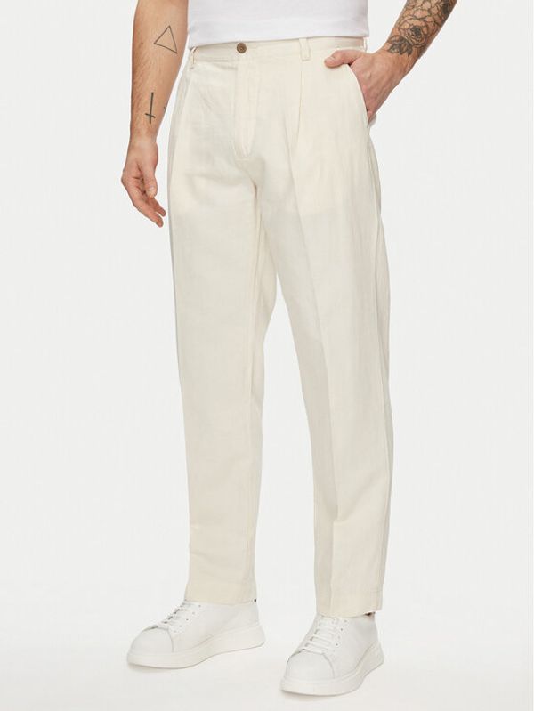Pepe Jeans Pepe Jeans Chino hlače Relaxed Pleated Linen Pants - 2 PM211700 Écru Relaxed Fit
