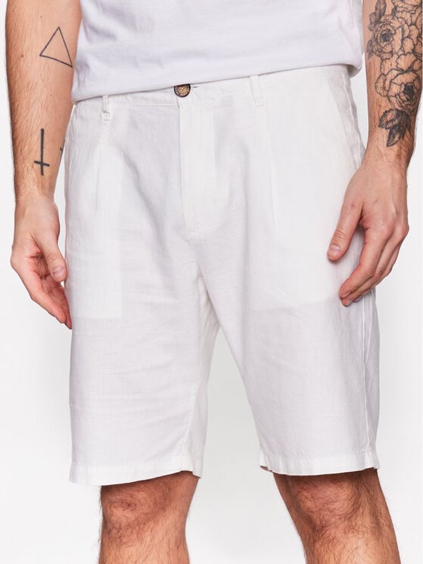 Pepe Jeans Pepe Jeans Kratke hlače iz tkanine Arkin Short Linen PM800913 Écru Relaxed Fit