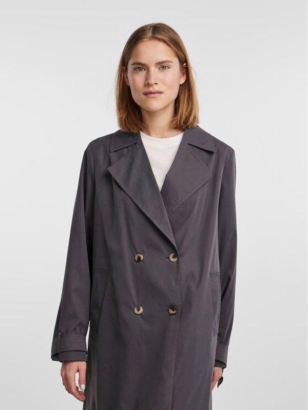 Pieces Pieces Trenčkot 17141582 Siva Loose Fit