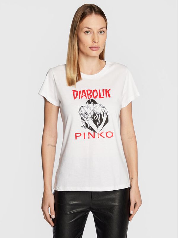 PINKO Pinko Majica DIABOLIK Fabiana 1L1098 Y5SN Bela Regular Fit