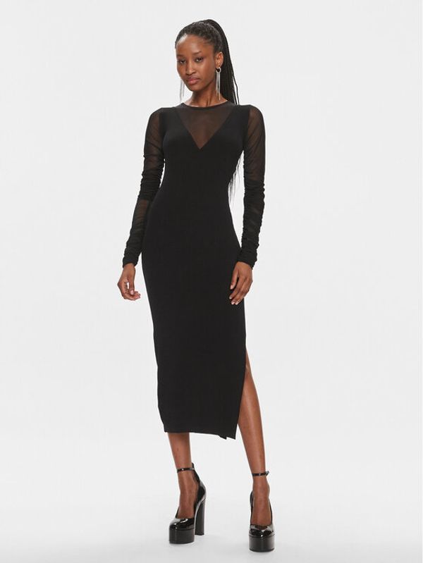 Pinko Pinko Pletena obleka Bergamotto 103019 A1KX Črna Slim Fit