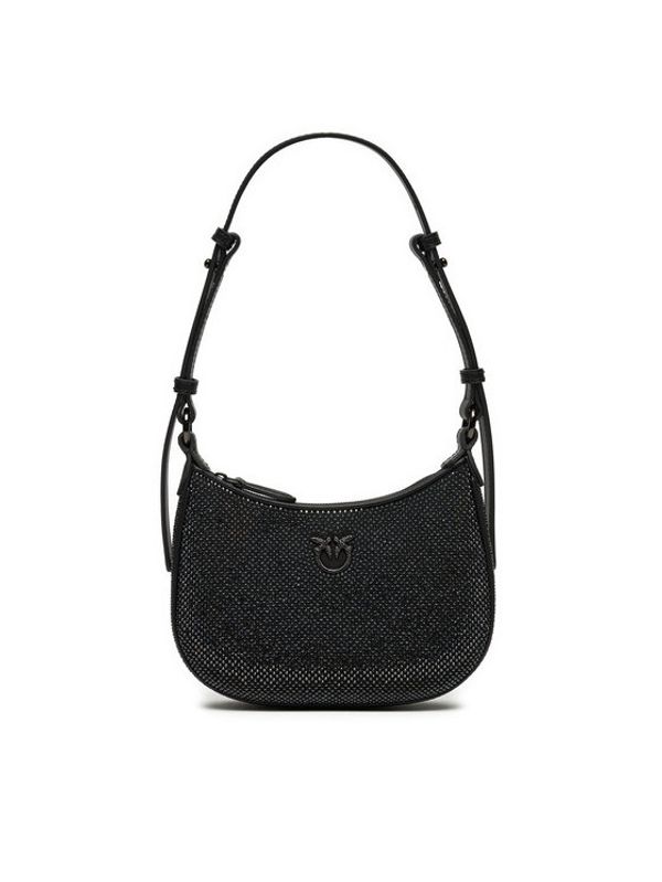 PINKO PINKO Torbica PINKO BORSA HALF MOON BABY FULL STRASS BLOCK COLOR + PELLE - 103538-A21O Črna