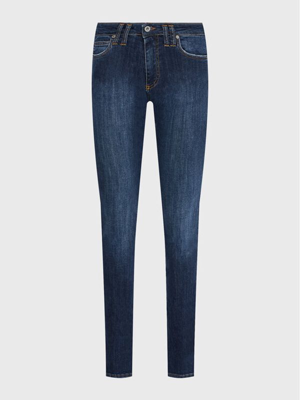 Please Please Jeans hlače P0YFAZXNFL Mornarsko modra Slim Fit
