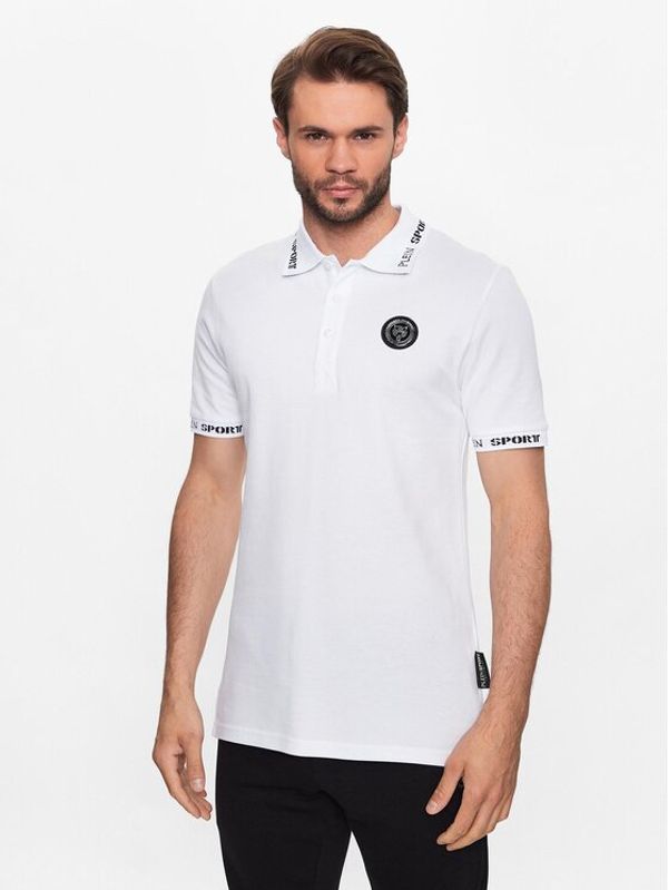 Plein Sport Plein Sport Polo majica Tiger SACC MTK6047 STE003N Bela Regular Fit