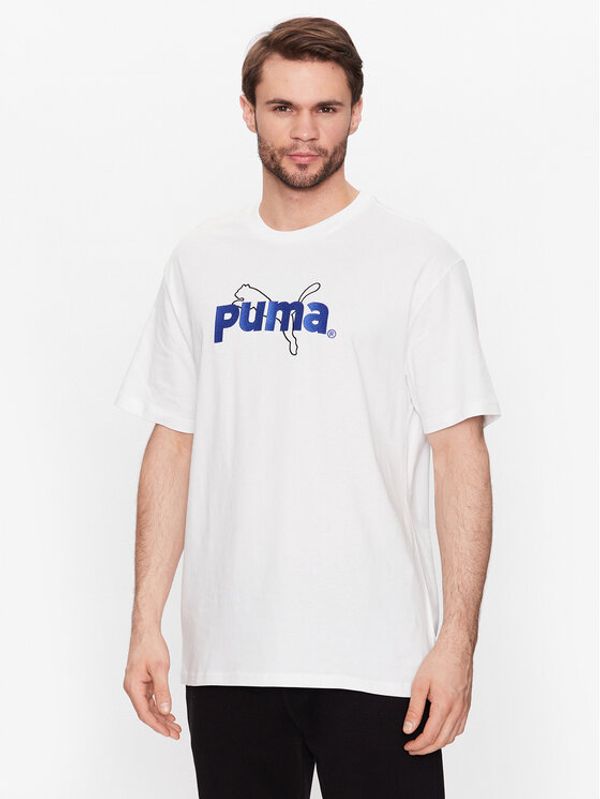 Puma Puma Majica Team Graphic 538256 Bela Relaxed Fit