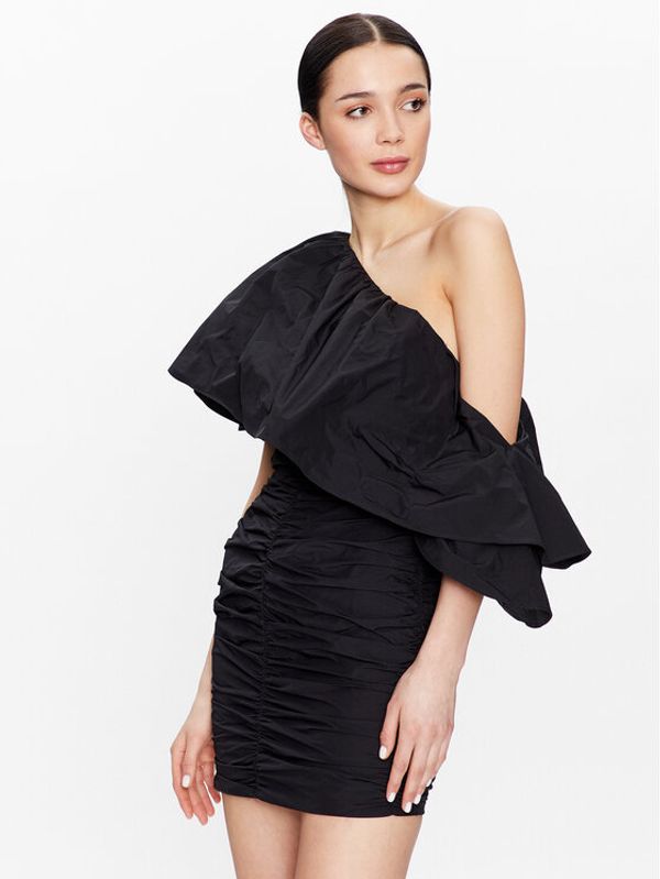 ROTATE ROTATE Cocktail obleka Taft Pleated One RT2495 Črna Regular Fit