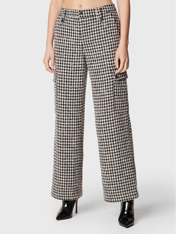 ROTATE ROTATE Hlače iz tkanine Sparkly Houndstooth RT1901 Bela Relaxed Fit