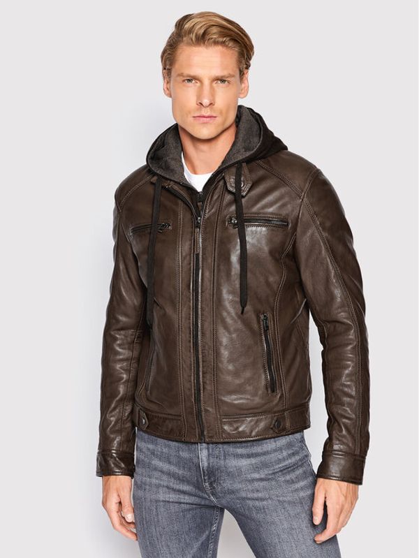 Serge Pariente Serge Pariente Usnjena jakna Erico Hood Rjava Regular Fit