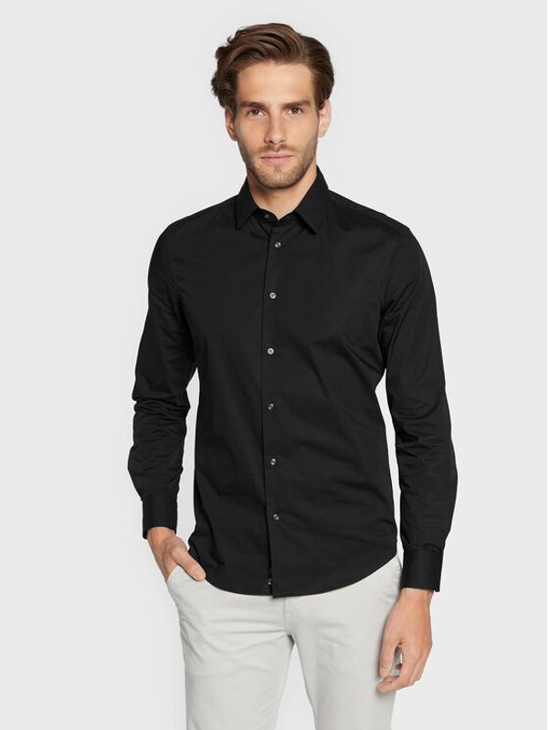 Sisley Sisley Srajca 5CNX5QL19 Črna Slim Fit