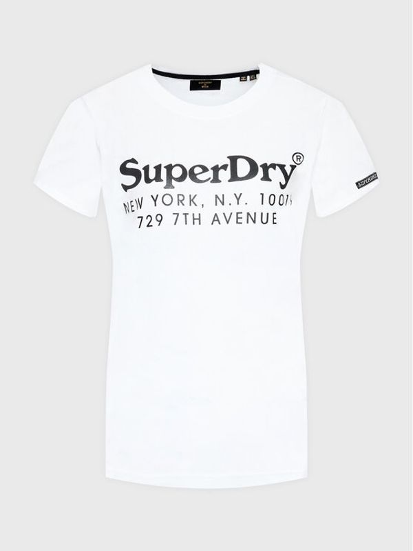 Superdry Superdry Majica Vintage Venue Interest W1010844A Bela Regular Fit