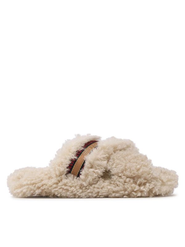 Tommy Hilfiger Tommy Hilfiger Copati Sherpa Fur Home Slippers Strap FW0FW06576 Bež