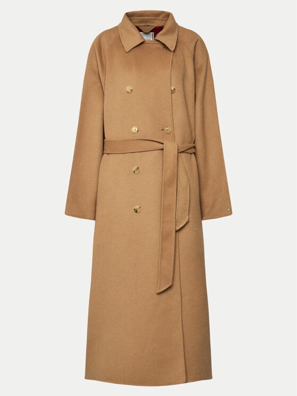 Tommy Hilfiger Curve Tommy Hilfiger Curve Volneni plašč WW0WW37520 Rjava Regular Fit