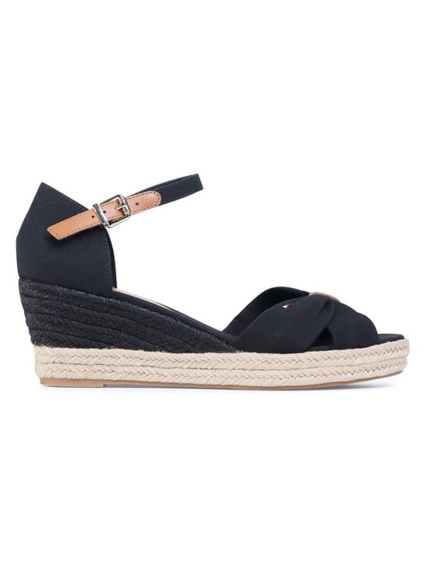 Tommy Hilfiger Tommy Hilfiger Espadrile Basic Opened Toe Mid Wedge FW0FW04785 Črna