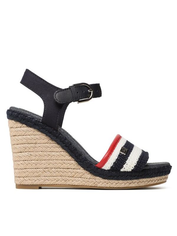 Tommy Hilfiger Tommy Hilfiger Espadrile Feminine Crochet High Wedge FW0FW07274 Mornarsko modra