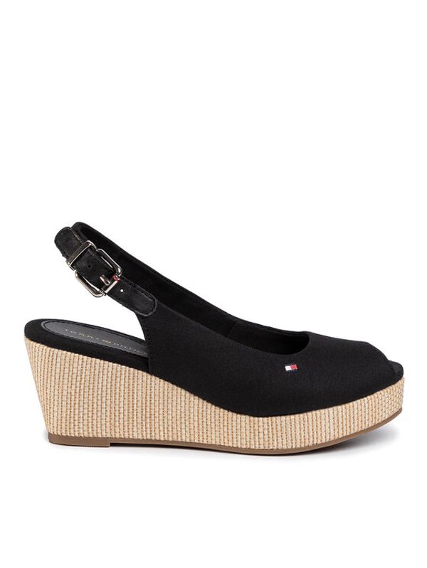 Tommy Hilfiger Tommy Hilfiger Espadrile Iconic Elba Sling Back Wedge FW0FW04788 Črna