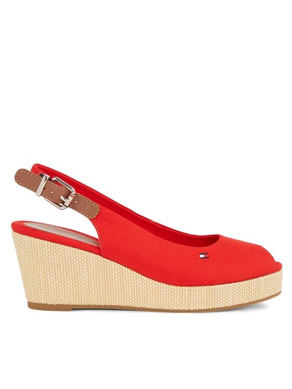 Tommy Hilfiger Tommy Hilfiger Espadrile Iconic Elba Sling Back Wedge FW0FW04788 Rdeča