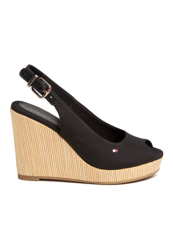 Tommy Hilfiger Tommy Hilfiger Espadrile Iconic Elena Sling Back Wedge FW0FW04789 Črna