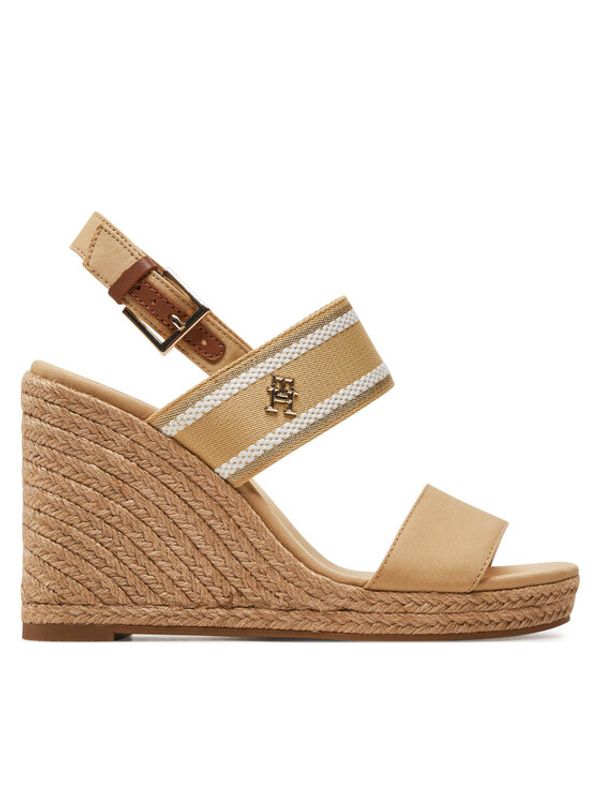 Tommy Hilfiger Tommy Hilfiger Espadrile Webbing High Wedge Sandal FW0FW08045 Bež