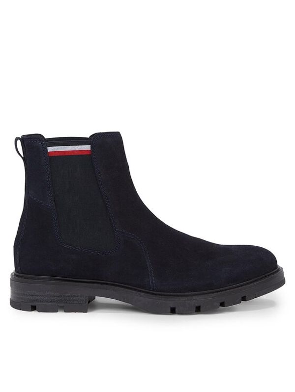 Tommy Hilfiger Tommy Hilfiger Gležnjarji Chelsea Corpoarte Hilfiger Suede Chelsea FM0FM04803 Modra