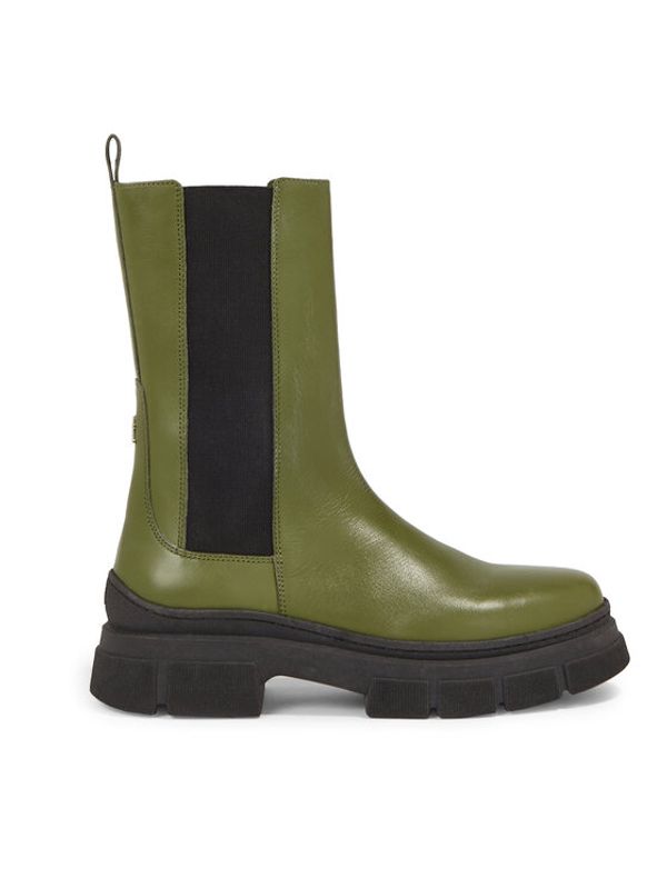 Tommy Hilfiger Tommy Hilfiger Gležnjarji Chelsea Essential Leather Chelsea Boot FW0FW07490 Zelena