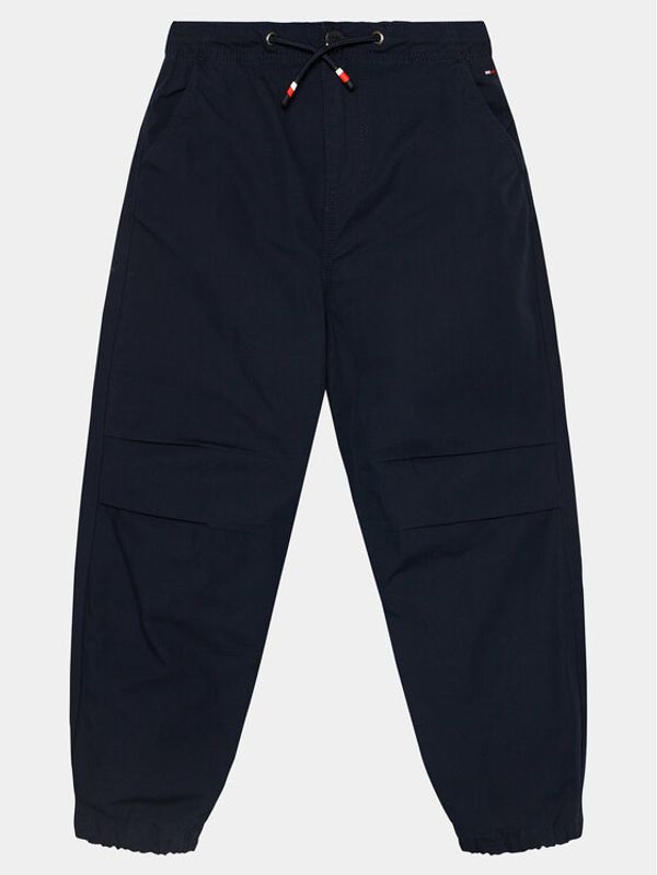 Tommy Hilfiger Tommy Hilfiger Hlače iz tkanine Woven Wide Pants KB0KB08703 Modra Regular Fit