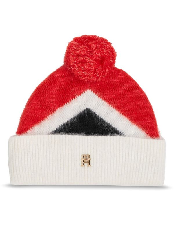 Tommy Hilfiger Tommy Hilfiger Kapa Th Evening Pompom Beanie Argyle AW0AW15305 Rdeča