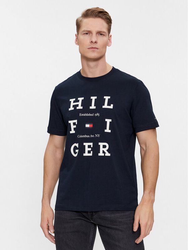 Tommy Hilfiger Tommy Hilfiger Majica Box Flag Logo Tee MW0MW33690 Mornarsko modra Regular Fit