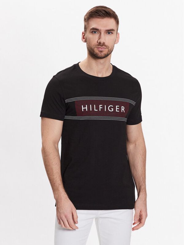 Tommy Hilfiger Tommy Hilfiger Majica Brand Love Chest MW0MW30035 Črna Slim Fit